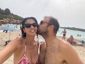 Cristina and Olivier at the beach in Mallorca
